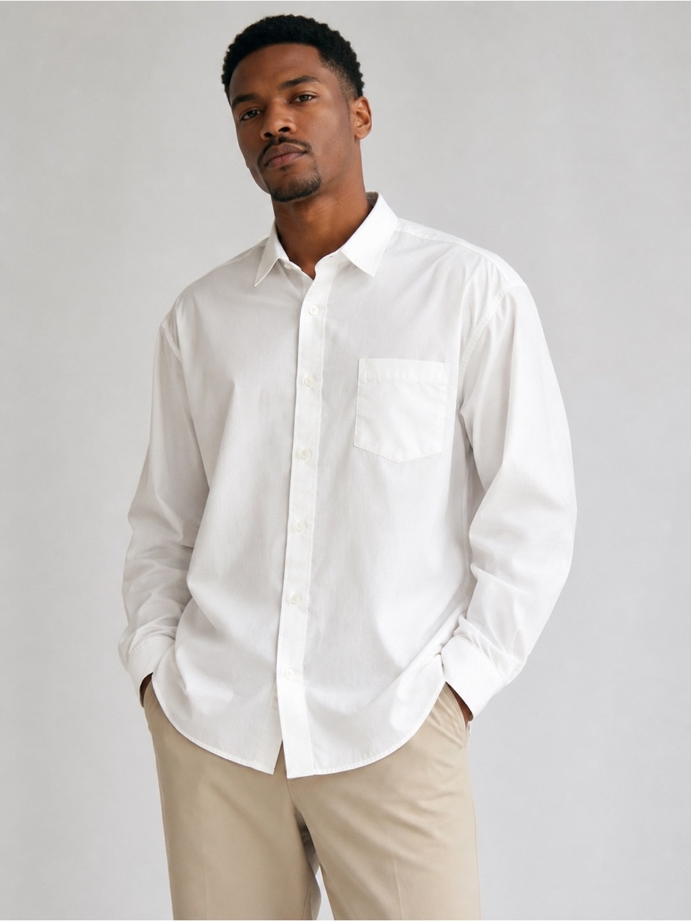 Oak Hill Dress Shirt Mens 19 White Classic Fit Non Iron Long Sleeve